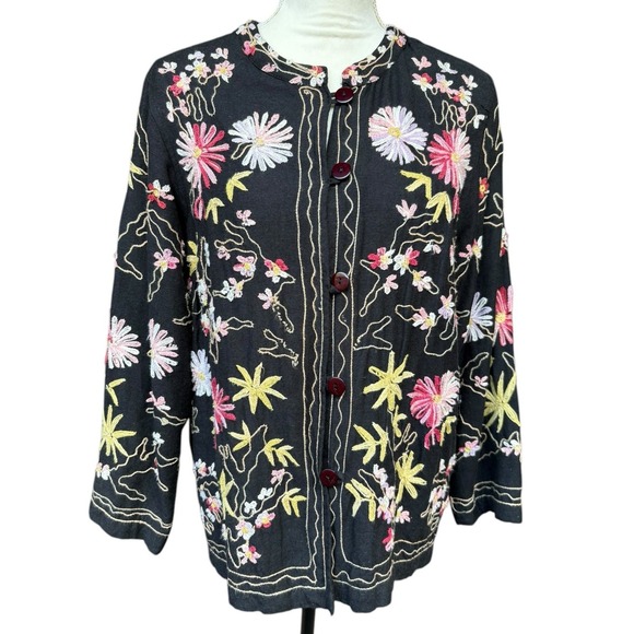 The vermont country store Jackets & Blazers - Vermont Country Store Embroidered Floral Cottagecore Boho Cardigan Jacket - M